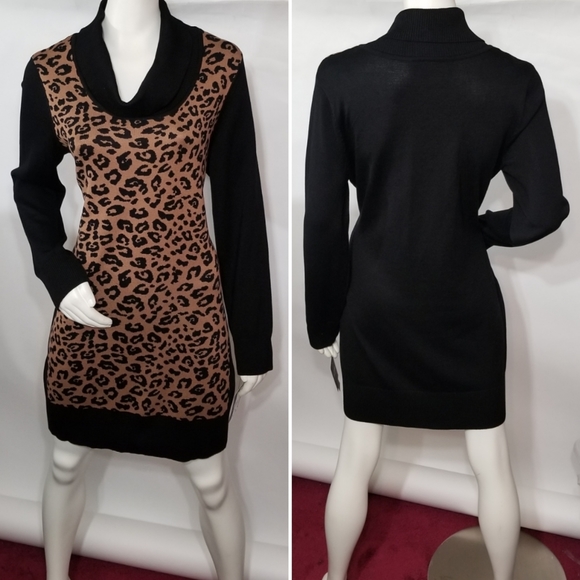 by & by Leopard Sweater Dress - Picture 1 of 3